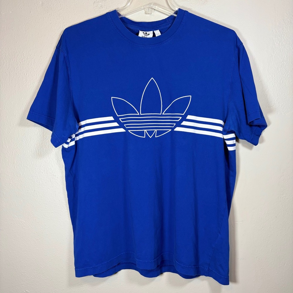 Adidas Originals Men XL Blue Trefoil 3-Stripe Tactical Helmet Graphic Tee EJ8790